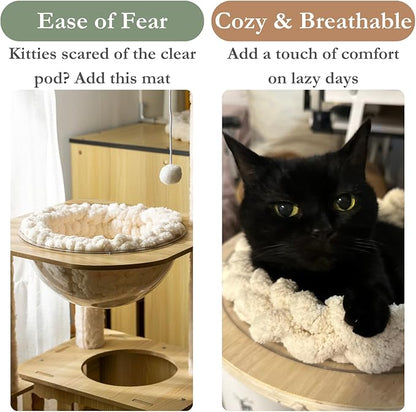Cat Knitted Bed Mat, Extra-Soft Washable Warm Round Pads Cushions for Indoor Kittens, Cat Trees Towers, Perfect for Kneading and Sleeping (Green,Medium)