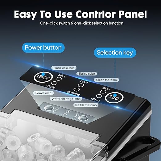 Sweetcrispy Countertop Ice Maker Machine, Portable Self-Cleaning Ice Machine