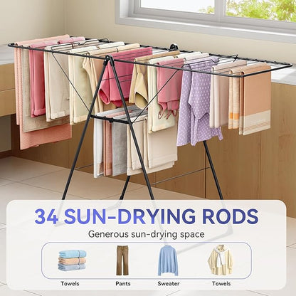 APEXCHASER Clothes Drying Rack, Foldable Oversized Drying Rack Clothing