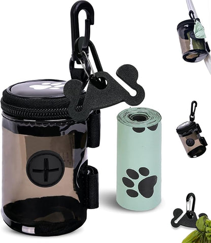 Dog Waste Bag Dispenser Poop Bag Dispenser for Leash Accessory dog Poop Bag Holders Fits Dog Leash Include Hand Free Holder, Clear, No-PUXYB