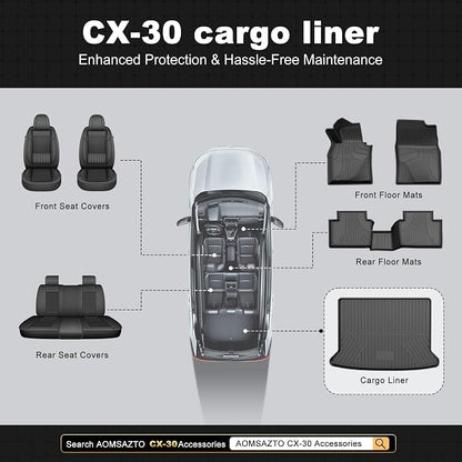 Truck Mat & Rear Backrest Mat fit for Mazda CX-30 2020-2026 Cargo Liners All Weather Anti-Slip Split Dog Liner CX30 Accessories (Cargo Liner +Backrest Mats)