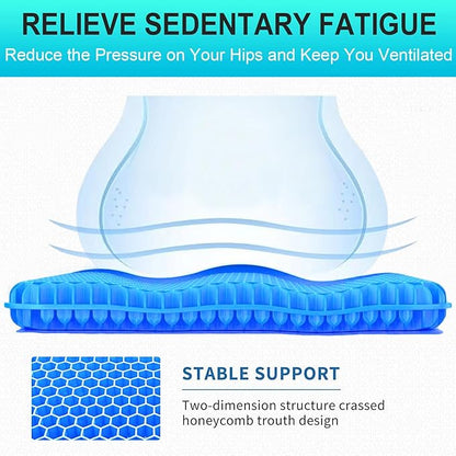 Helishy Gel Seat Cushion for Long Sitting - 1.65inch Double Thick Cooling Egg Cushion for Back, Hip, Sciatica, Coccyx, Tailbone Pain Relief - Office Chair Car Seat Cushion – Wheelchair Cushions