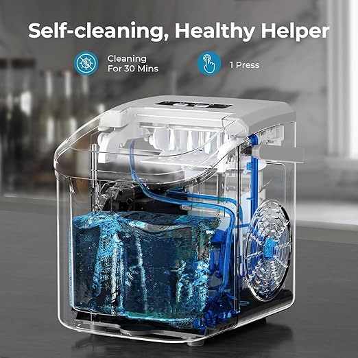 Countertop Ice Maker Machine, 8 Ice Cubes in 6 mins, 26lb/Day Bullet Ice