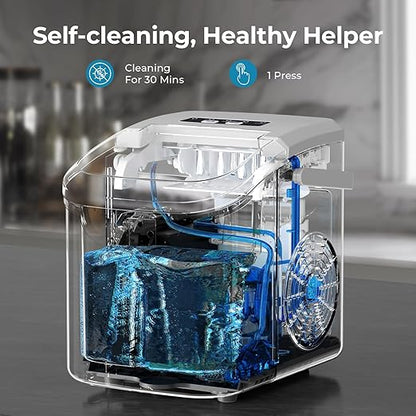 Countertop Ice Maker Machine, 8 Ice Cubes in 6 mins, 26lb/Day Bullet Ice