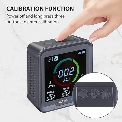 INKBIRDPLUS 6-in-1 Indoor Air Quality Monitor, Detects CO2, Temperature and