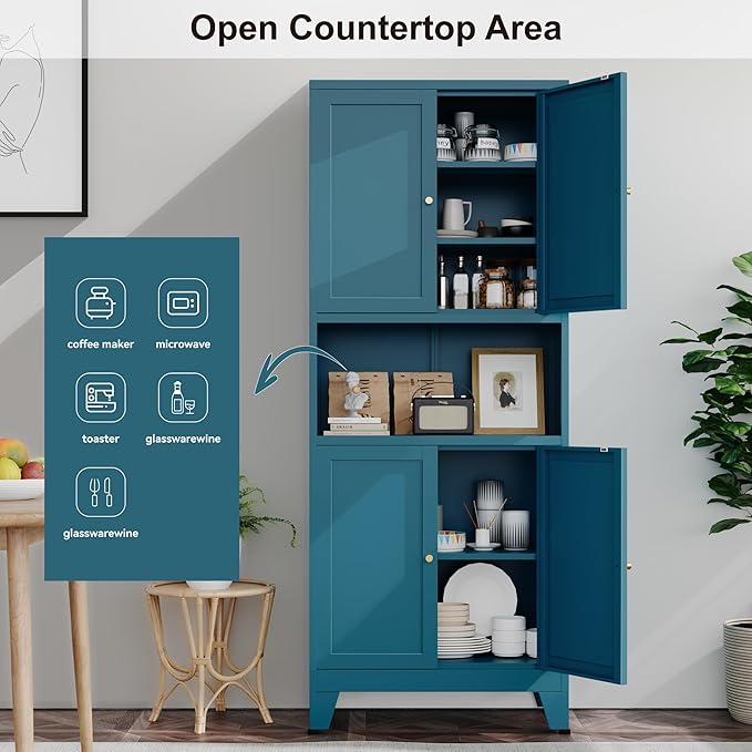 Metal Pantry Storage Cabinet, Microwave Stand