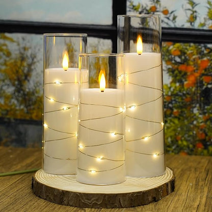 Flickering Flameless LED Candles, Acrylic LED Pillar Candles