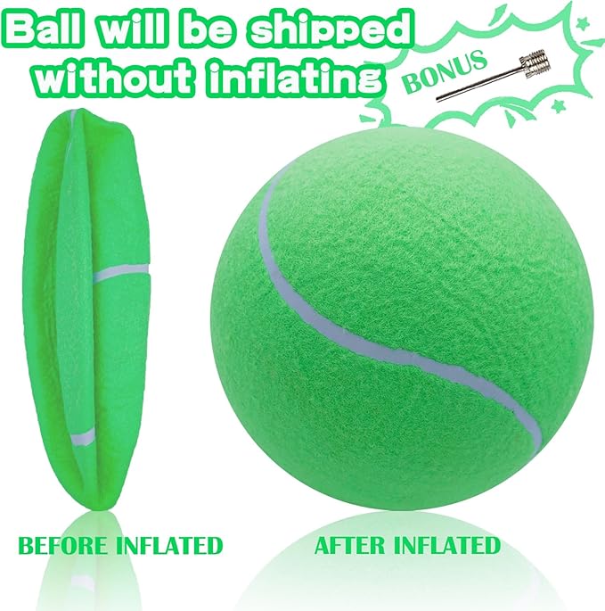 Big Tennis Ball for Dogs, Giant Dog Tennis Ball Toy Large Outdoor Sports Gift for Small Medium Large Dog (Green, 9.5 inch)