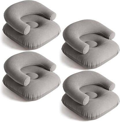 Threehoney 4 Pcs Inflatable Lounge Chair Deck Chair Lazy Sofa, Blow Up, Folding, Portable Couch for Home, Office Balcony, Floor Seating (Dark Grey)