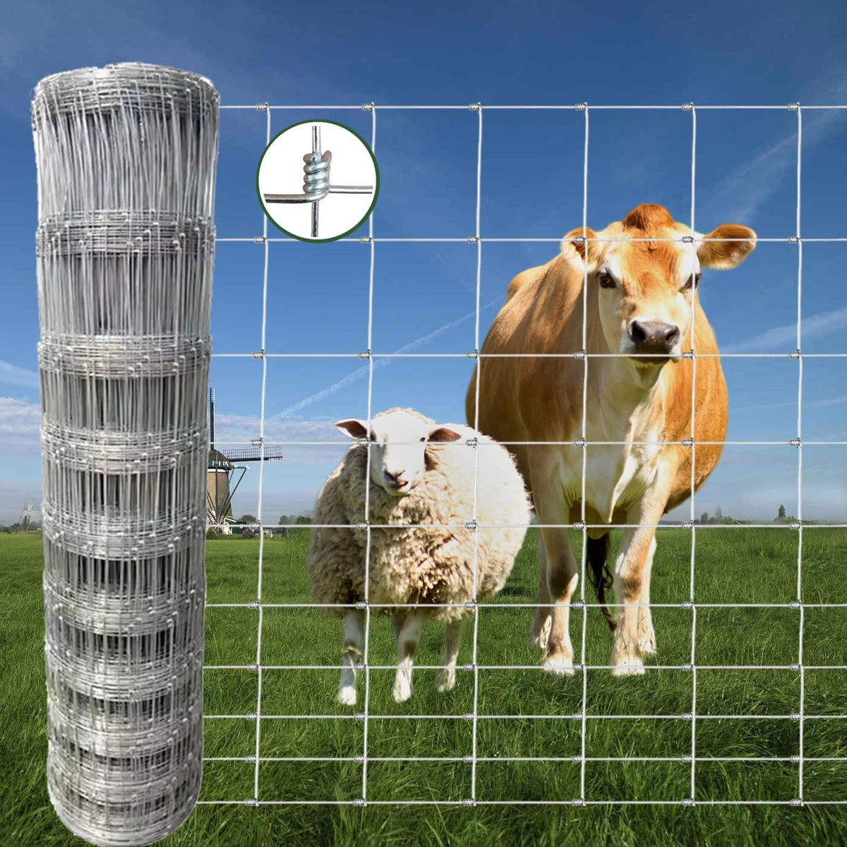 Farm Fence, 4ft x 164ft Galvanized Wire Fencing, Cattle Fence, Deer Fence, Heavy Zinc Coating Farm Fence Used to Hog Goat Fencing for Yard Garden and Field