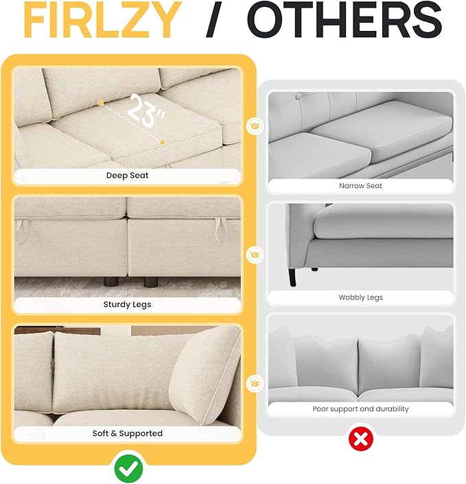 Oversized Modular 8 Seater Sofa with Removable Covers and Storage, Convertible U, L-Shaped and Sleeper Sectional, Modern Sectional Couch with Ottoman Chaise for Living Room, Bedroom, Apartment, Beige