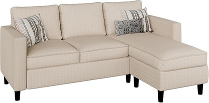 JAMFLY Sectional Sofa Couch Convertible L Shaped Sofas with Ottoman Small Sectional Couches for Living Room, 3 Seater Couch for Small Spaces, Khaki