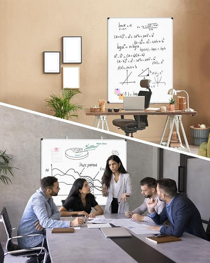 XBoard Magnetic Dry Erase Board 48 x 36 Inch, 4' x 3' Hanging White Board Silver Aluminum Frame Presentation Board for Home Office Classroom (Pack of 2)