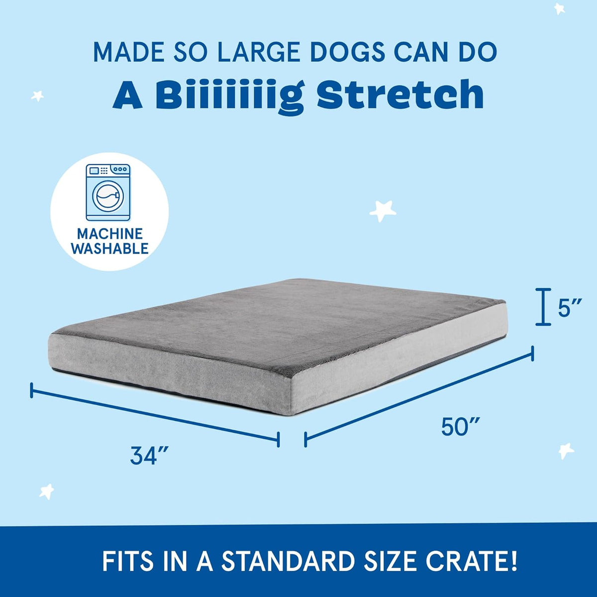 Barkbox Orthopedic Dog Bed with Memory Foam, Premium Comfort for Dogs and Puppies, Dog Bed for Joint Relief and Restful Sleep, Durable and Easy to Clean - Grey, XXL