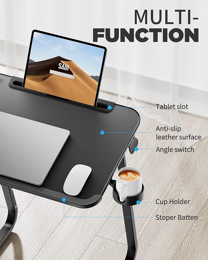 SAIJI TV Tray Table - Heavy Duty Extra Large TV Trays, Upgraded Dinner Trays for Eating on Couch, Tilt & Height Adjustable Snack Table Laptop Desk for Sofa, Bedside and Recliner