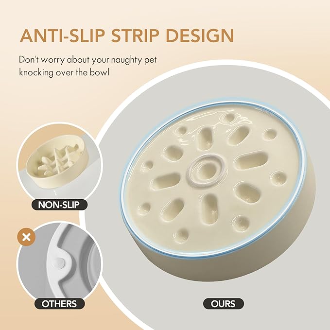 Ceramic 1.2 Cup Dog Raised Slow Feeder Set, Elevated Bowl
