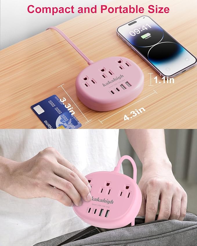 Pink Extension Cord - 10 FT Flat Extension Cord