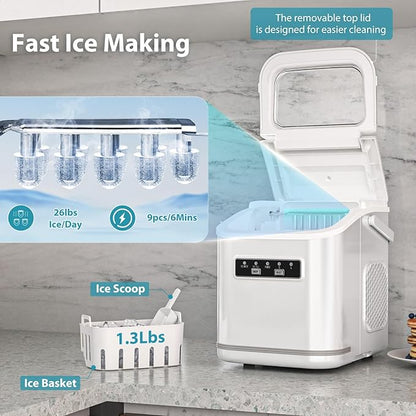 Countertop Ice Maker Machine, Portable Compact Small Bullet Ice Maker