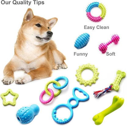 Small Dogs Puppy Chew Toys 17Pack Cute Variety Shape Multi Colors Designs to Bite Anytime Enjoy Teething Toys Training Supplies