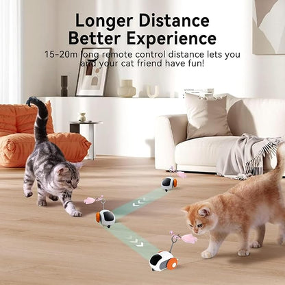Turbo Tail 5.0 Remote Control Cat Toy, Interactive Cat Toys for Indoor Cats, Automatic Kitten Toys with 2-Speed Adjustment, Remote Control & Rechargeable Exercise Cat Toys for Bored Indoor Adult Cats