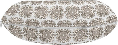 Ambesonne Taupe Travel Pillow Neck Rest, Vintage Round Baroque Style Ornament Pattern in Damask Inspired Design Botany Garden, Memory Foam Traveling Accessory for Airplane and Car, 12", Taupe White