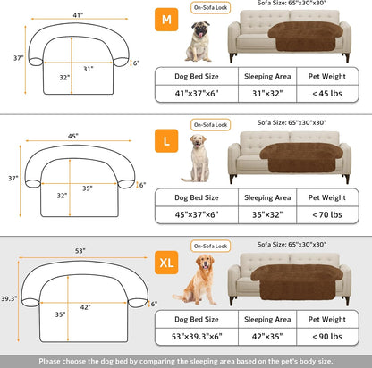 GGIB Calming Dog Bed Fluffy Plush Dog Mat for Furniture Protector with Removable Washable Cover for Large Medium Small Dogs and Cats (Extra Large (53x39.3x6), Brown)