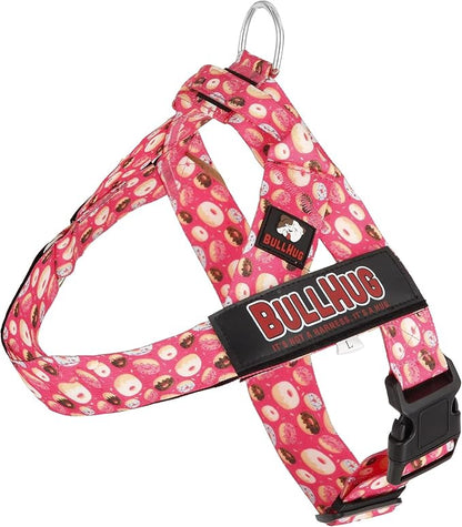 Adjustable Dog Harness– No Pull, No Choke – for English Bulldogs, French Bulldogs, Pugs & Broad-Chested Breeds – Easy, Safe Walks (Donuts, Large)
