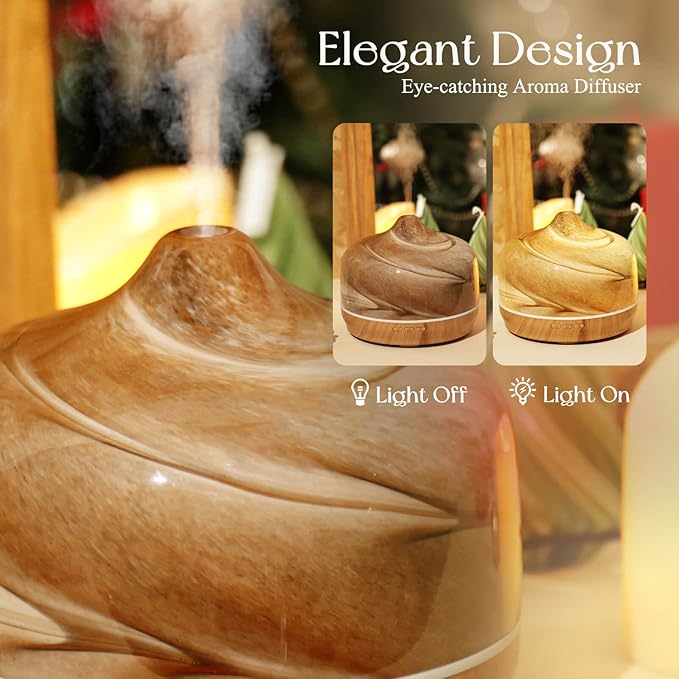 Porseme 500ml Glass Essential Oil Diffuser Aromatherapy Ultrasonic Cool Mist