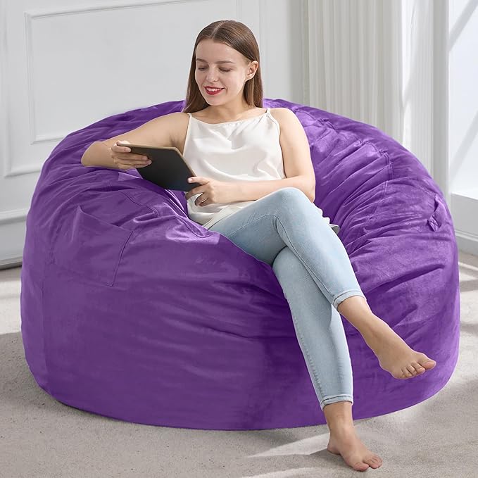 Hobestluk 3FT Bean Bag Chair Giant Bean Bag Chairs for Adults Large Bean Chairs with Removable Cover, Beanbag Chair with Filler, Adult Bean Bag Chairs for Living Room, Bedroom
