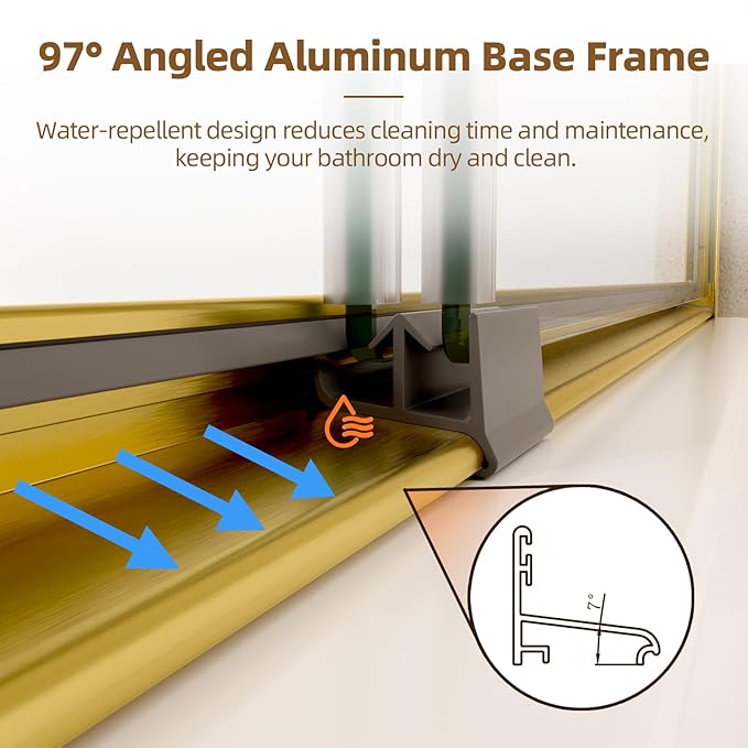 Shower Door, 44-48" W x 70" H Semi-Frameless Double Sliding Glass Shower Door