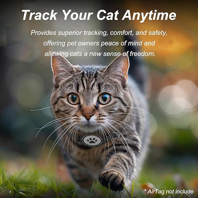 Airtag Cat Collar, Stretchy Kitten Collar with Apple Air Tag Holder, Lightweight and Comfortable, Ultra Elastic GPS Cat Collars for Cats Kittens and Puppies, 8-12.5 Inch, Black