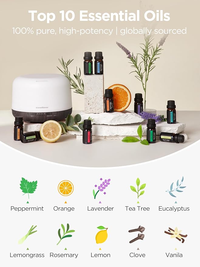 InnoGear Aromatherapy Diffuser & 10 Essential Oils Set, 500ml Essential Oil