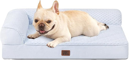 EHEYCIGA Orthopedic Dog Bed Medium Size, Memory Foam Dog Bed, Washblue | Small Dog Sofa with Washable Removable Cover, Waterproof Pet Couch for Crate with Nonskid Bottom, 30x20x6