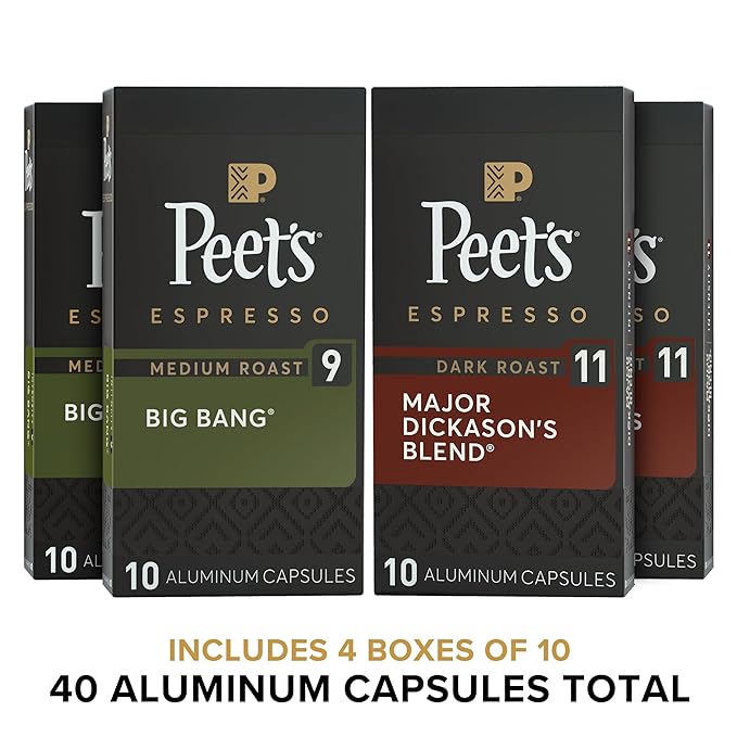 Peet's Coffee, Dark and Medium Roast Signature Blend Espresso Capsules