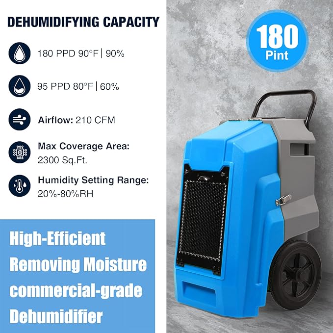MOUNTO 180Pints Commercial Dehumidifier