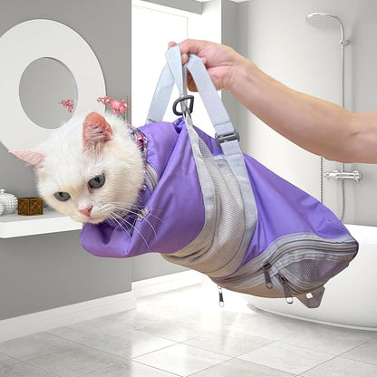 Cinf Cat Nail Clipping Cleaning Grooming Restraint Bag No Scratching Biting for Bathing Nail Trimming Injecting Examining(Taro,M)