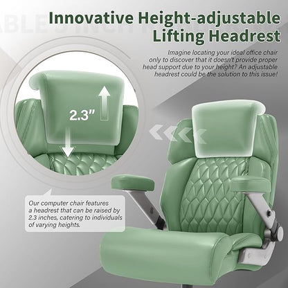 Big and Tall Office Chair 700lbs - Adjustable Headrest&Lumbar Support, 3D Flip Arms, Large Wheels &Heavy Duty Metal Base, Ergonomic High Back Computer Chair Desk Chair, Thick Padded Extra Wide Seat