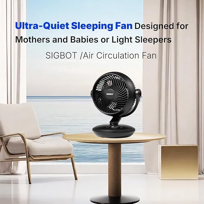 SIGBOT Fan for Bedroom with Remote, Ultra Quiet Desk Fans, with 3 Modes