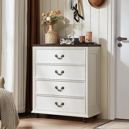 24" Wide Farmhouse Nightstand Set of 2, 54" 7 Drawers Dresser, 37" Tall Rustic Chests of Drawers w/ 4 Solid Wood Feet, Farmhouse Furniture Series for Living Room,Bedroom,White