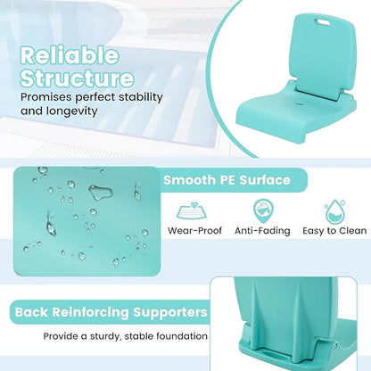 Goplus Poolside Chair for Edge of Pool, Foldable Portable Flip Seat w/Back Support & 2 Handles, Lightweight Outdoor Camping Chair for Stadium, Tailgating, Fishing, Boats, Beach (Mint Green, 2 Packs)