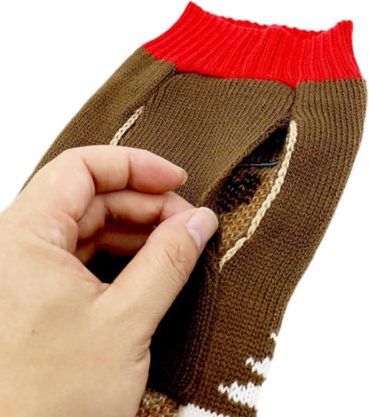 PETCARE Brown Reindeer Dog Sweater Christmas Vest Ugly Snow Xmas Puppy Costume Pet Holiday Warm Fall Winter Clothes for Small Medium Large Dogs Cats Pullover Sweaters Outfits