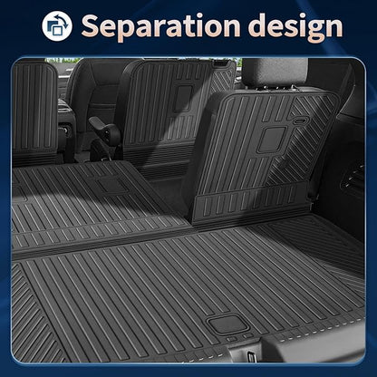 Floor Mats for 2024-2026 Chevrolet Chevy Traverse & for 2024-2026 GMC Acadia & for 2025-2026 Buick Enclave Accessories 7-Seat Bucket Chairs All Weather TPE Cargo Mat with Backrest Mat Black