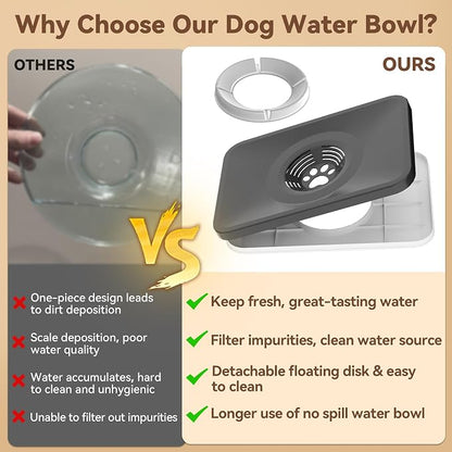10L No Spill Dog Water Bowl Stainless Steel for Messy Drinkers | Large Capacity Slobber Stopper, Slow Drinking Anti Splash Design, XXL Silicone Mat, For Large Dogs & Multi-pet Homes, Grey