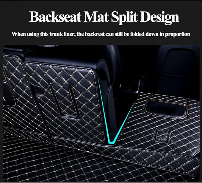 SUV Trunk Mat Compatible with BMW X5 7 Seater 2008-2013 Heavy Duty Back Seat Cover & Rear Cargo Mat & High Side Panel - Beige