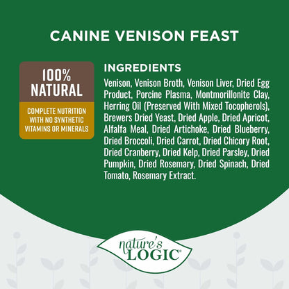 Nature's Logic Grain-Free Canned Dog Food - 95% Animal Proteins - 100% Natural Wet Dog Food Cans - No Common Allergens - All Life Stages - Ideal for Sensitive Dogs - Venison (13.2 oz, 12 pack)