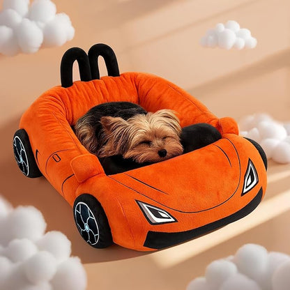 Cute Cat Beds Kitten Beds, Soft Small Dog Beds, Washable Pet Beds for Puppy and Kitty, Funny Supercar Cat Toys, 24 Inch
