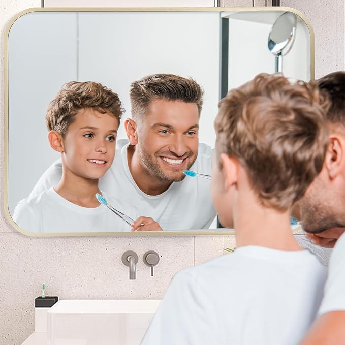 Gold Mirror, 24x36 Inch Framed Rectangle Mirror