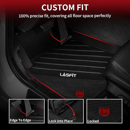 LASFIT Floor Mats for BMW 3 Series 2012-2018 320i 328d 328i 330e 330i 335i 340i M3 RWD & Sedan Only(Not for 335is, X-Drive, GT), All Weather TPE Custom Fit Car Liners 1st & 2nd Row Mat, Black