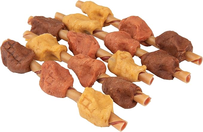 SmartBones Smart Kabobz, Treat Your Dog to a Rawhide-Free Chew Made With Real Chicken, Beef and Pork, 12 Count (Pack of 1)