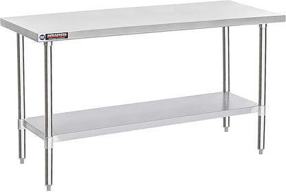 DuraSteel 24x72 Stainless Steel Work Table - NSF Commercial Prep Metal Table - Outdoor Pizza Oven Stand w/Under Shelf - Kitchen Island Laundry Utility Garage Microwave Stand Rolling Storage Cart Vevor